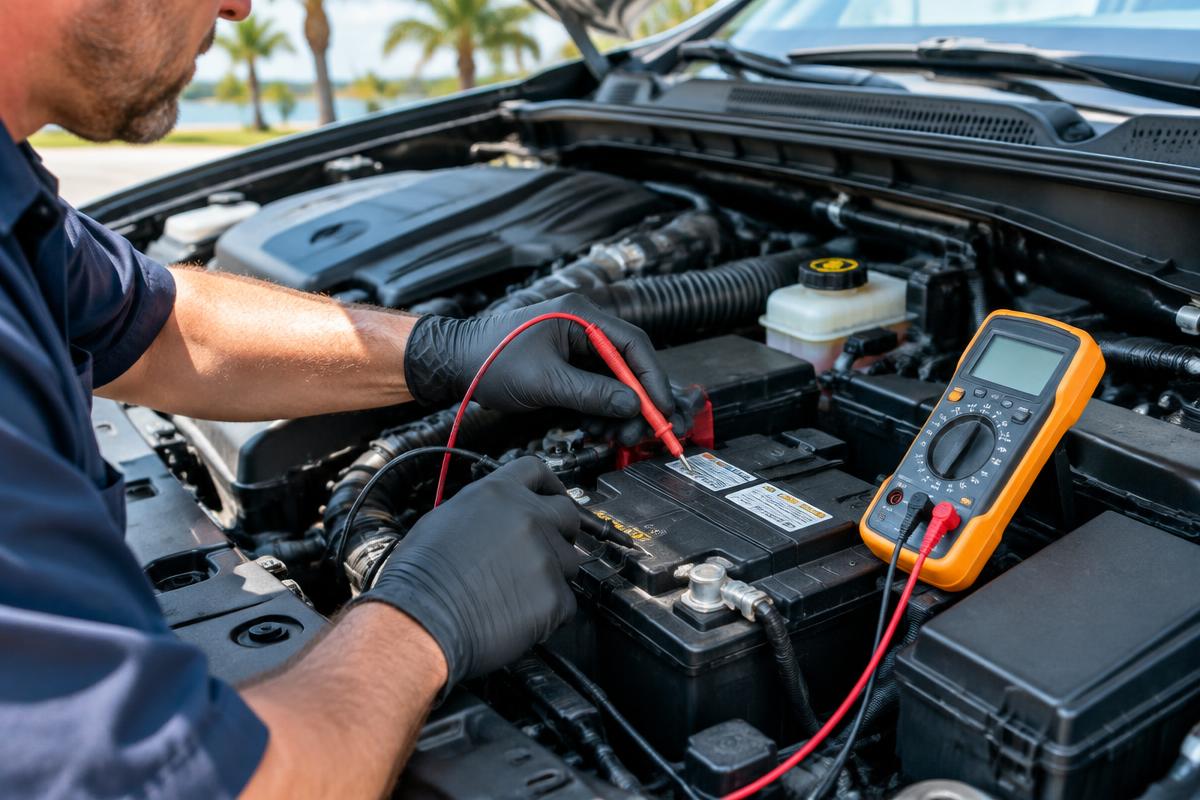 Battery and charging system testing during a mobile service visit